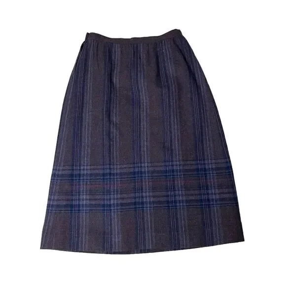 PENDLETON Purple Plaid Wool Skirt Midi Fully Lined VINTAGE Size 10 - Picture 5 of 10